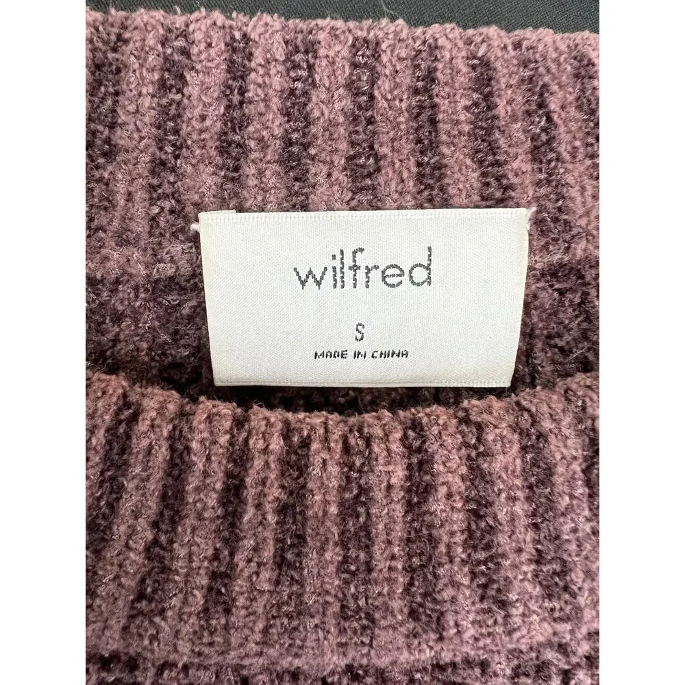 Wilfred Brown Velour Crewneck Long Sleeve Ribbed Women Pullover Sweater Size S